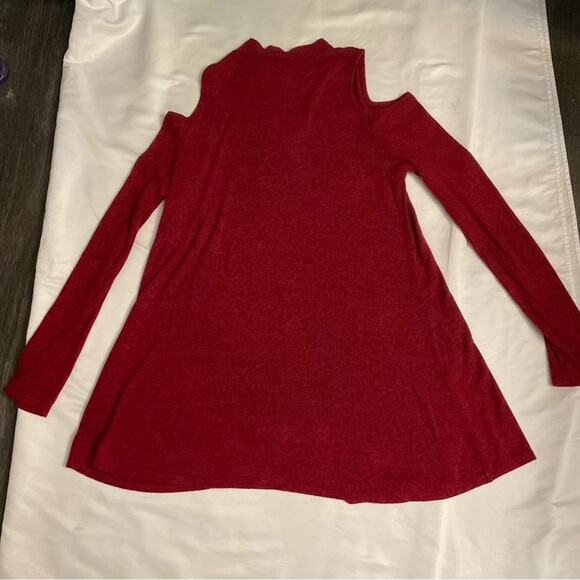 BCX Women’s Trapeze Pullover Mock Cold Shoulder Top Long Sleeve M Fall Boho Cozy - Picture 4 of 11